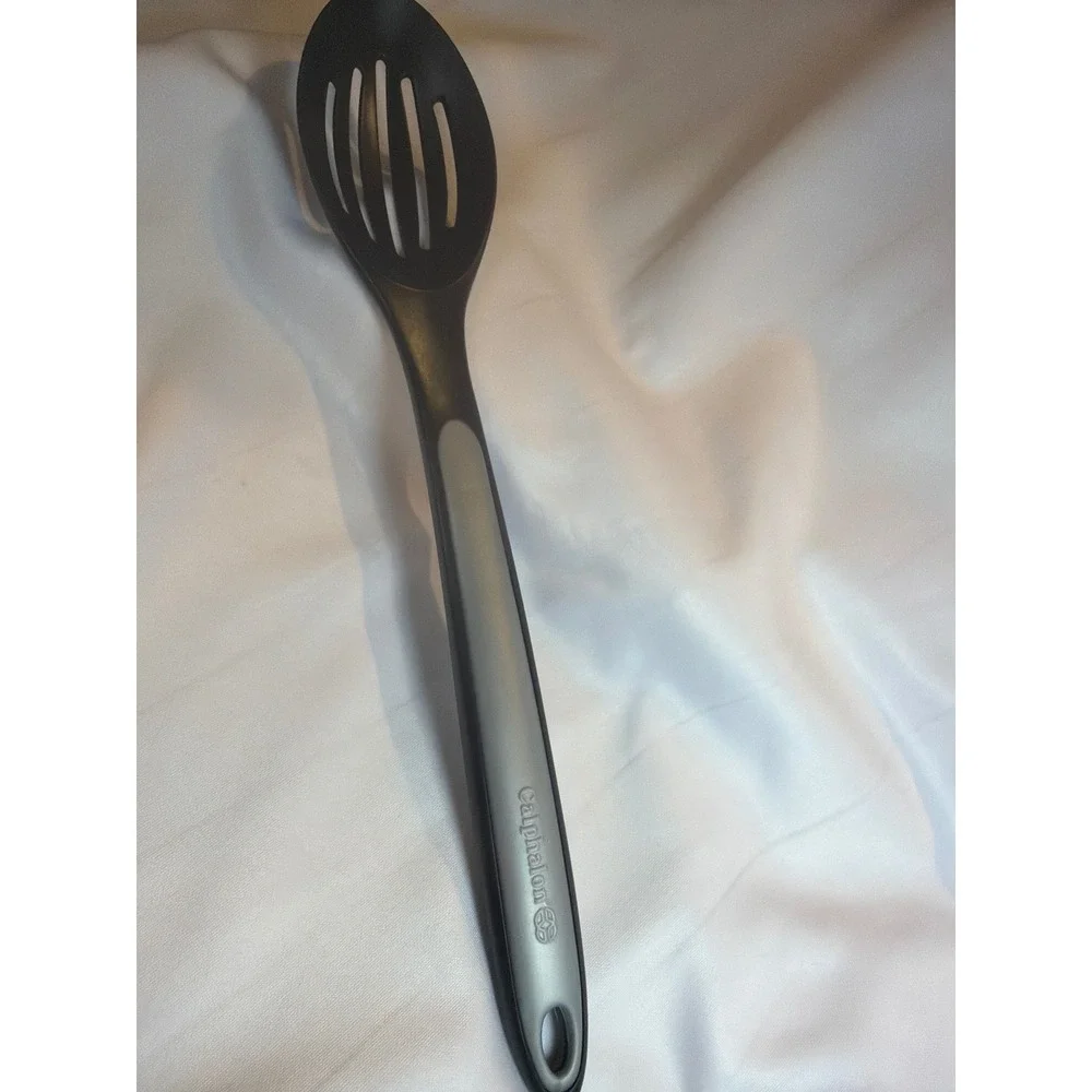 Calphalon Nylon Slotted Spoon Black Grey Nonstick Safe Heat Resistant 12.5 Inch‎